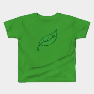 Green Leaf Hand Drawn Kids T-Shirt